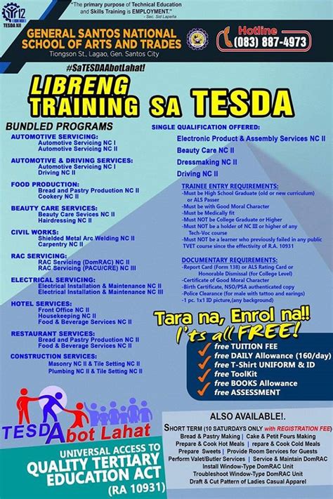 tesda free training courses.